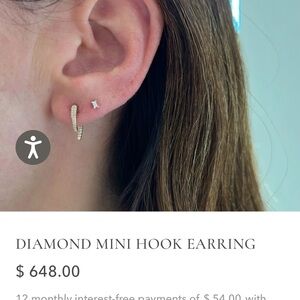 EF Collection Gold Diamond Mini Hook Earring